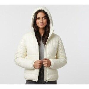 Cisono LA Outwear Puffer Jacket Hooded Soft Fleece Lined Cozy Minimalist Sz L